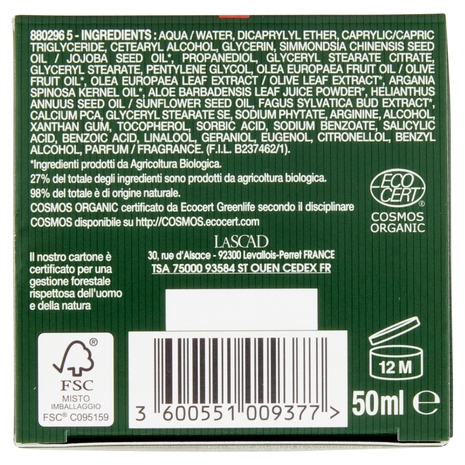 Tesori di Provenza Crema Viso Anti-rughe Giorno, Con Olio d'Oliva Bio, Ricco in Polifenoli, 50 ml